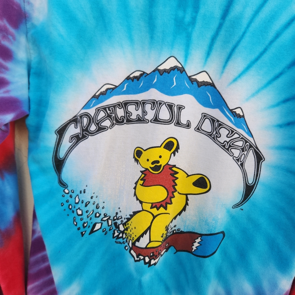 Vintage 1990 Grateful Dead Tie Dye Snowboard Bear Long Sleeve Tee - Picture 8 of 12